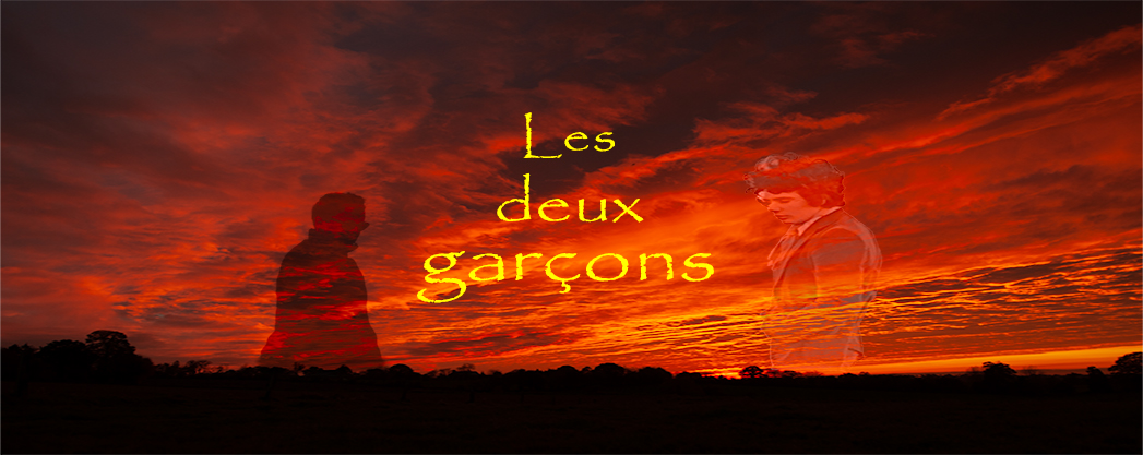 Flyer pour le film: the two boy, un ciel rouge sang sur la campagne bretonne et le titre en lettres d'or: les deux garçons